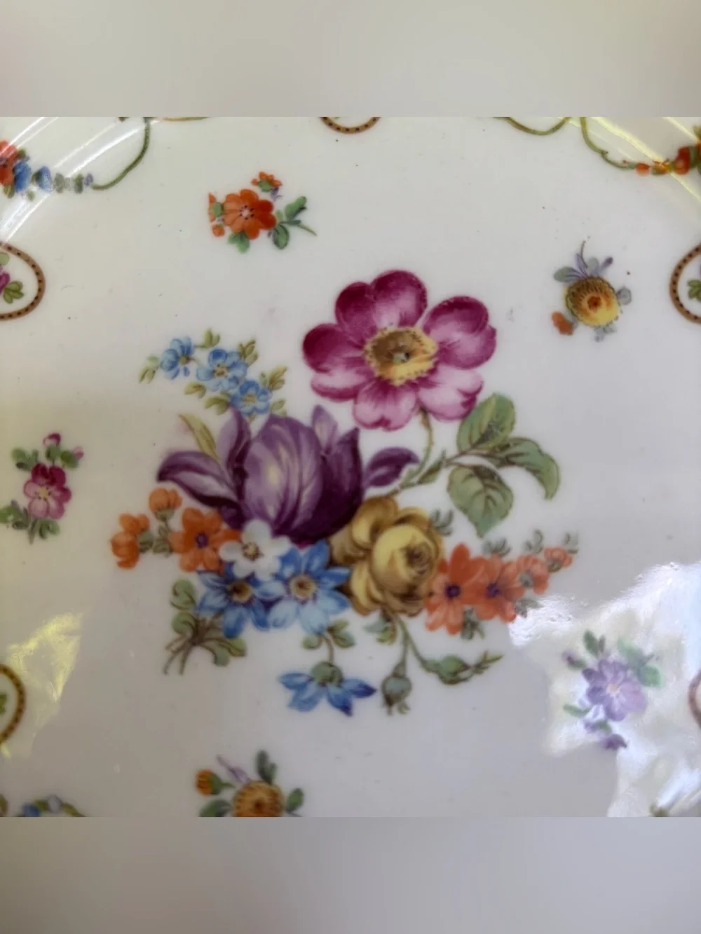Schumann Bavaria Dresdener Porcelain Reticulated Floral Iris Dessert Plates 2